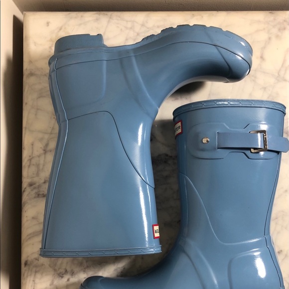 Sky Blue Glossy Hunter Boots - Picture 4 of 8